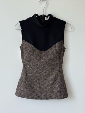 Stella McCartney Tweed and Scuba Mock-Neck Sleeveless Body Con Top - Size 40